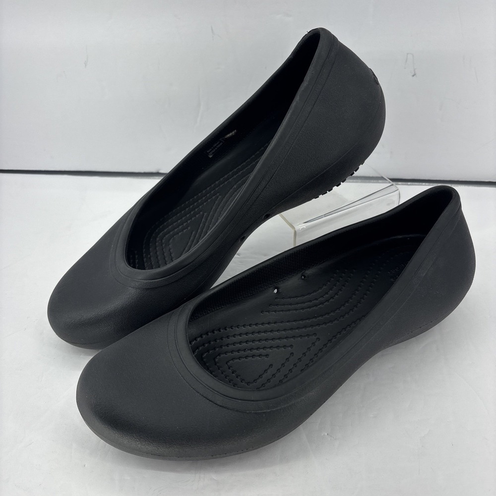 CROCS AT WORK Ballet Flats Iconic Comfort Shoe Black Slip Resistant Wom 7